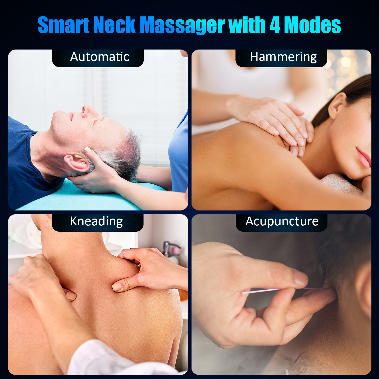 MEEEGOU Massageador de pescoço de pulso com calor, massageador de pescoço EMS inteligente